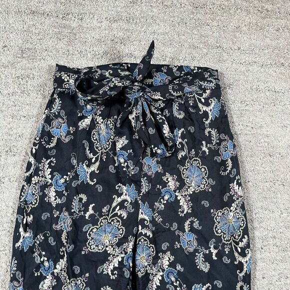 Rebecca Taylor Women's Black Paisley Fleur Silk Blend Pants - Picture 4 of 8